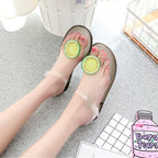 Fresh Lemon Jelly Flat Sandals with Thong Design