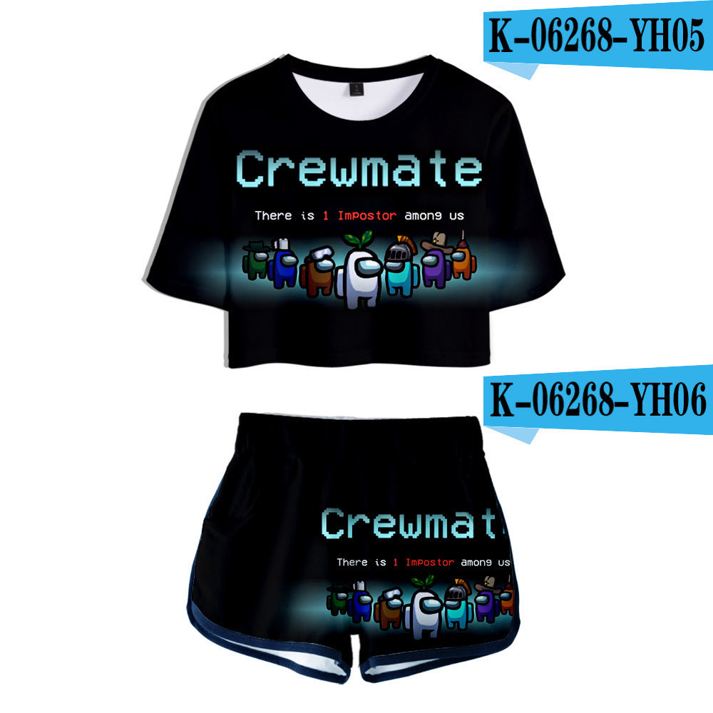 2020 Women's 3D Crop Top and Shorts Set