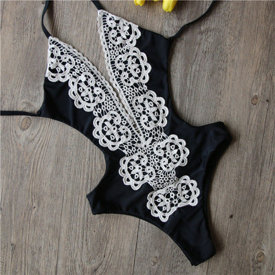 Lace Appliqué Cutout One-Piece Swimsuit
