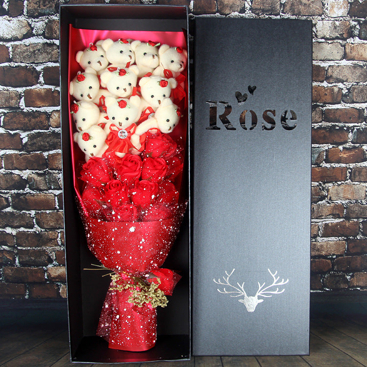 Flower Gift Box with 11 Teddy Bears for Teacher's Day | Home Decor