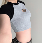 Women's Asymmetrical Crop Top with Bump Shoulder Design