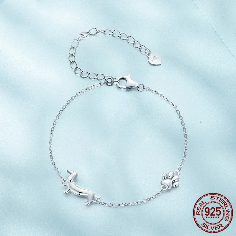 Sterling Silver Dachshund Paw Bracelet