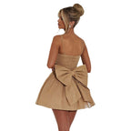 Glitter Tulle Bow A-Line Mini Dress