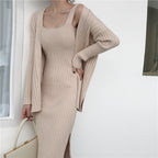 Ribbed Knit Cami Dress and Cardigan Set