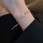 Cat's Eye Petal Flower Chain Bracelet