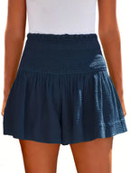 Boho High Waist Ruched Skorts - Women's Summer Shorts