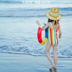 Girls Rainbow Stripe One-Piece Swimsuit with Cap