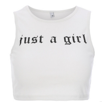 New Letter Print Cotton Tank Top for Women Summer