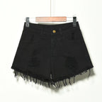 Women's Distressed Irregular Denim Shorts