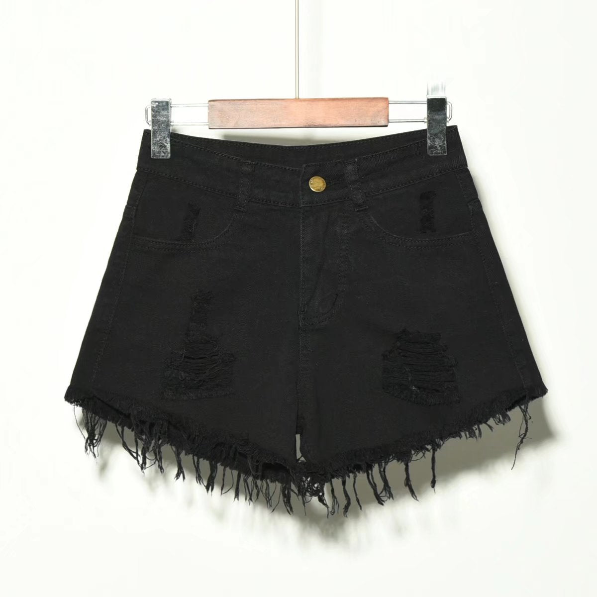 Women's Distressed Irregular Denim Shorts
