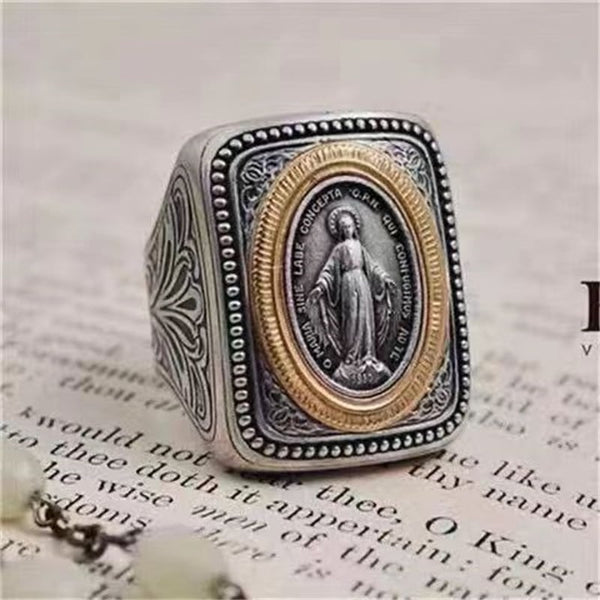 Silver Handmade Retro Faith Ring with Ancient Coins