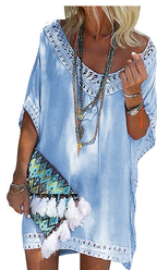 V-Neck Batwing Tunic Beach Cover-Up Dress