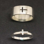 Stainless Steel Cross Shelf Couple Fashion Rings