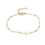 Dainty Cross Beaded Bracelet