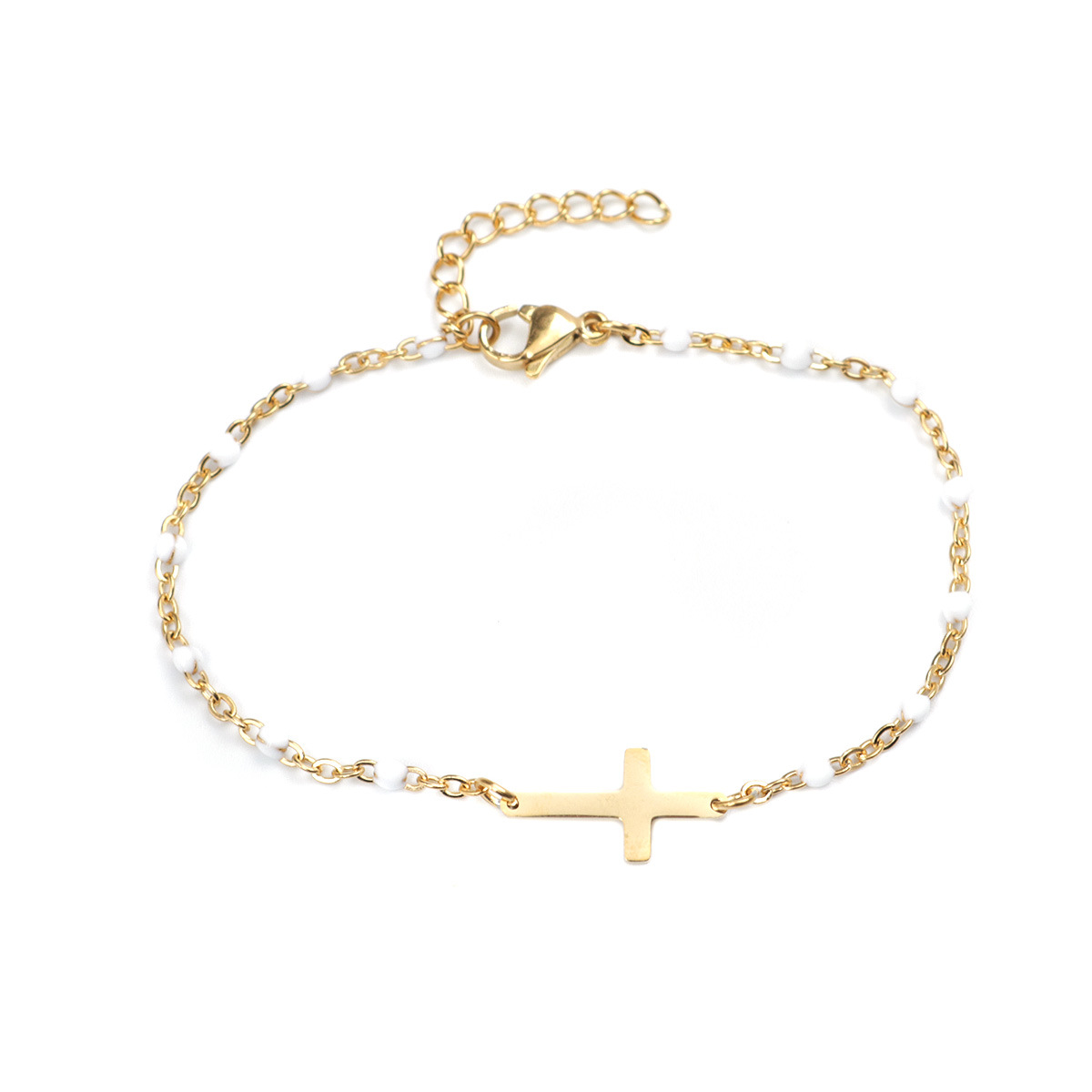 Dainty Cross Beaded Bracelet
