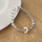 Moonstone Shell Flower Cat's Eye Beaded Bracelet
