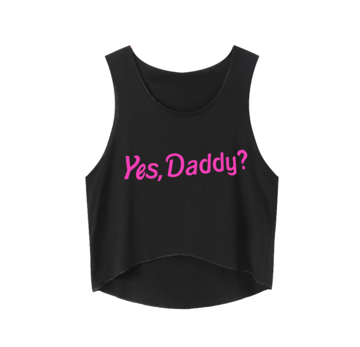 Pink Cotton Sleeveless Tank Top with Letter Print