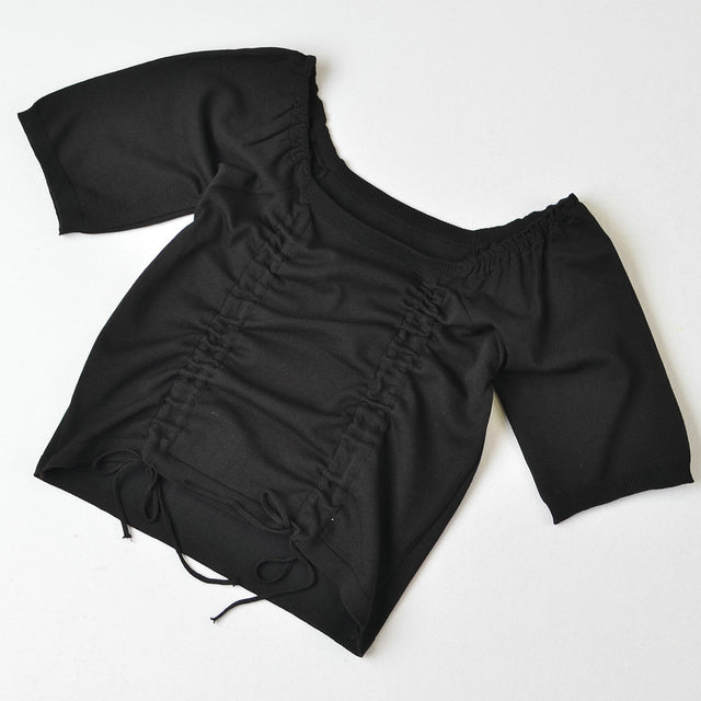 Boring Honey Women's Square Collar Drawstring Crop Top