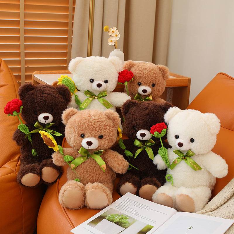 Cute Teddy Bear Plush Toy with Rose - Valentine Gift | Home Decor