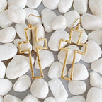 Dangle Cross Outlined Earrings | Christian Jewelry