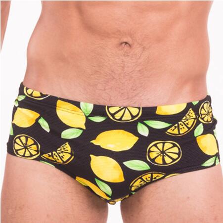 Men's Lemon Print Quick-Dry Swim Trunks