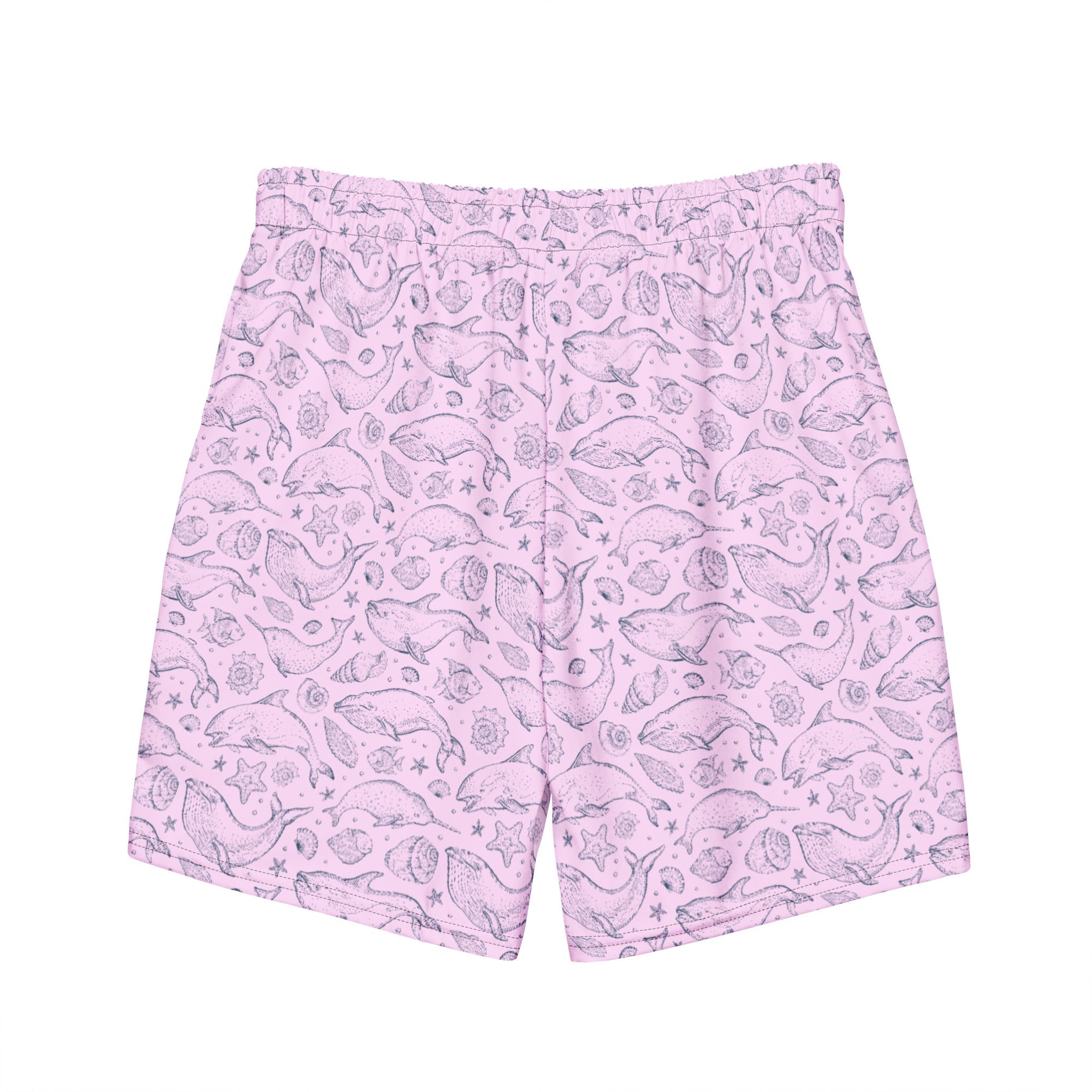 Men's Pink Whale Print Swim Trunks