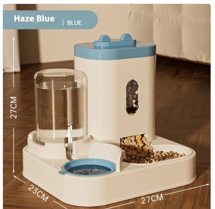 2-in-1 Automatic Pet Feeder & Water Dispenser Station, Gravity Food and Water Bowl Set for Cats and Small Dogs