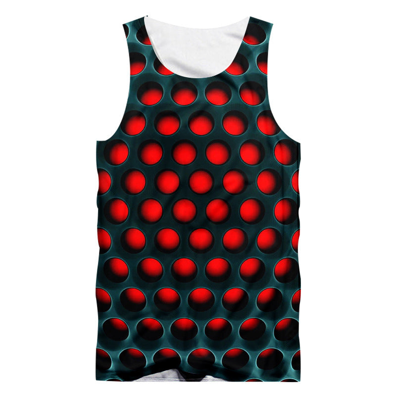 3D Creative Polka Dot Print Sleeveless Fitness Tank Top