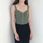 Summer Korean Style V-Neck Knitted Crop Top for Women