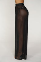 Sheer Wide-Leg Pants and Cover-Up Outfit
