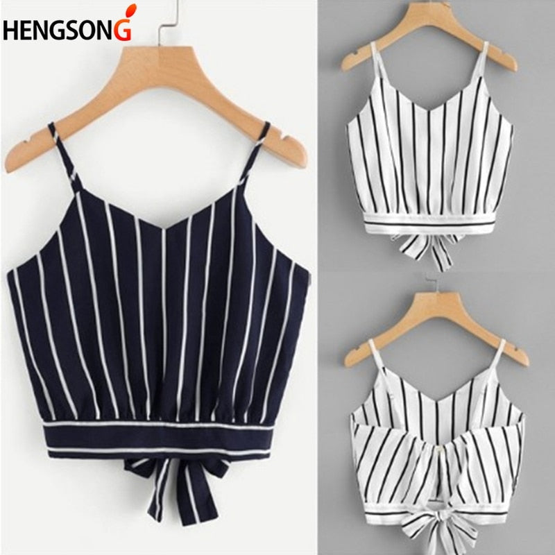 Striped Spaghetti-Strap Camisole Top