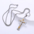 Vintage Stainless Steel Crucifix Cross Necklace