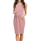 Sleeveless Pleated Maternity Dress