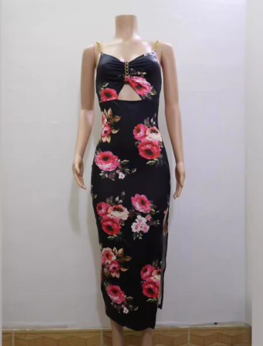 Floral Print Spaghetti-Strap Dress for Women