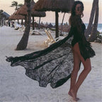 Black Lace Long Kimono Beach Cover-Up