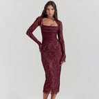 Strapless Cutout Corset Top and Pleated Maxi Skirt Set