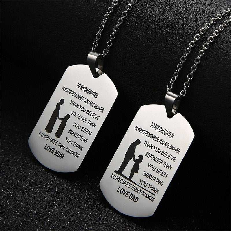 Stainless Steel Dog Tag Necklace with Letter Design