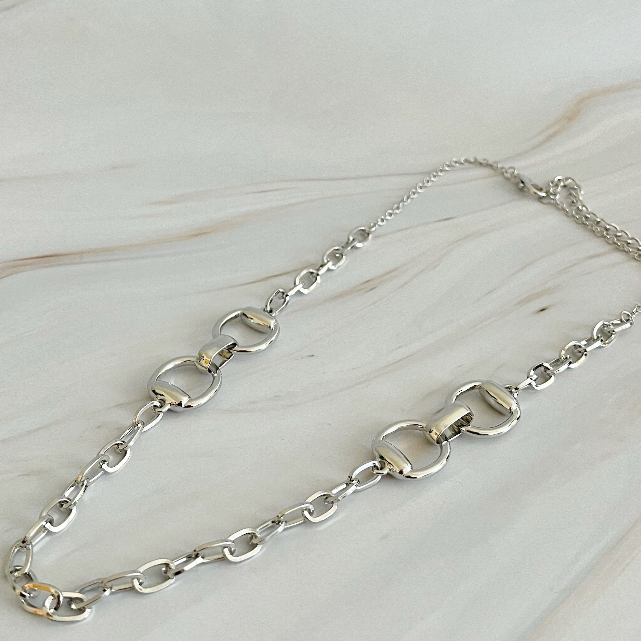 Double Equestrian Horsebit Chain Necklace