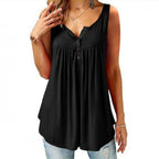 Women's U Neck Sleeveless Pleated Summer Tank Top