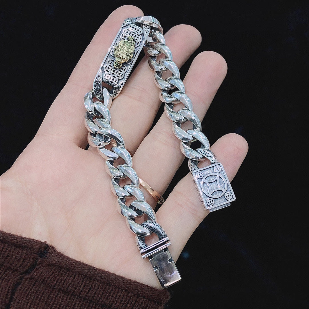 Vintage Men's Silver Curb Chain Bracelet