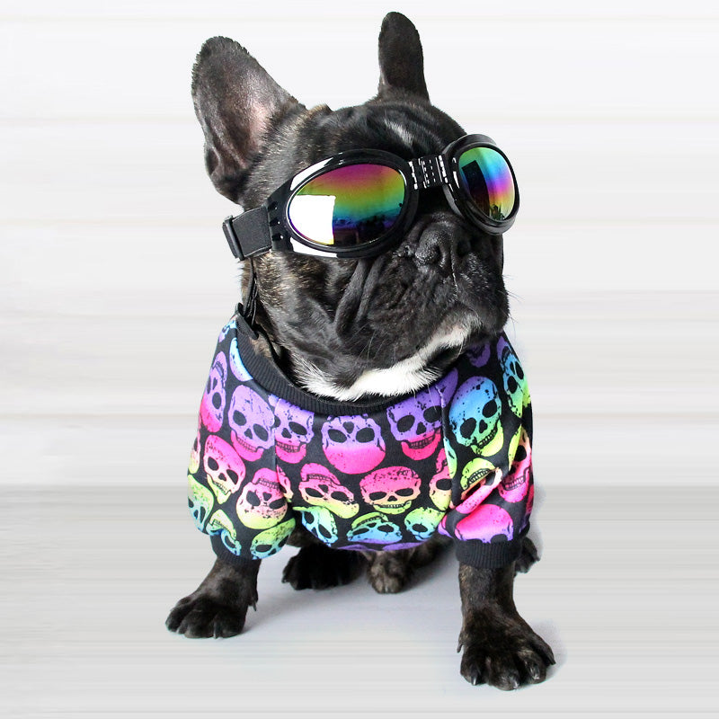 Skull Print Dog Shirt, Soft Stretch Pullover T-Shirt Vest for Small Medium Dogs, Edgy Everyday Pet Clothes