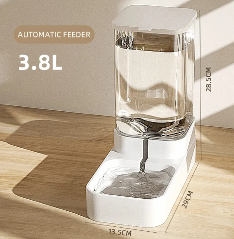 Automatic Pet Feeder & Water Dispenser Set, Gravity Food Station 2.1KG + Water Bowl 3.8L for Cats & Dogs, No-Power Self-Feeding & Hydration