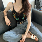 Ethnic Style Embroidered Knit Camisole for Women