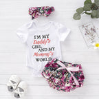 Summer Outfit Set for Girls - 3 Piece with Top, Shorts, Headband