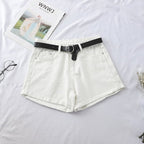 High Waist Curled Denim Shorts for Women
