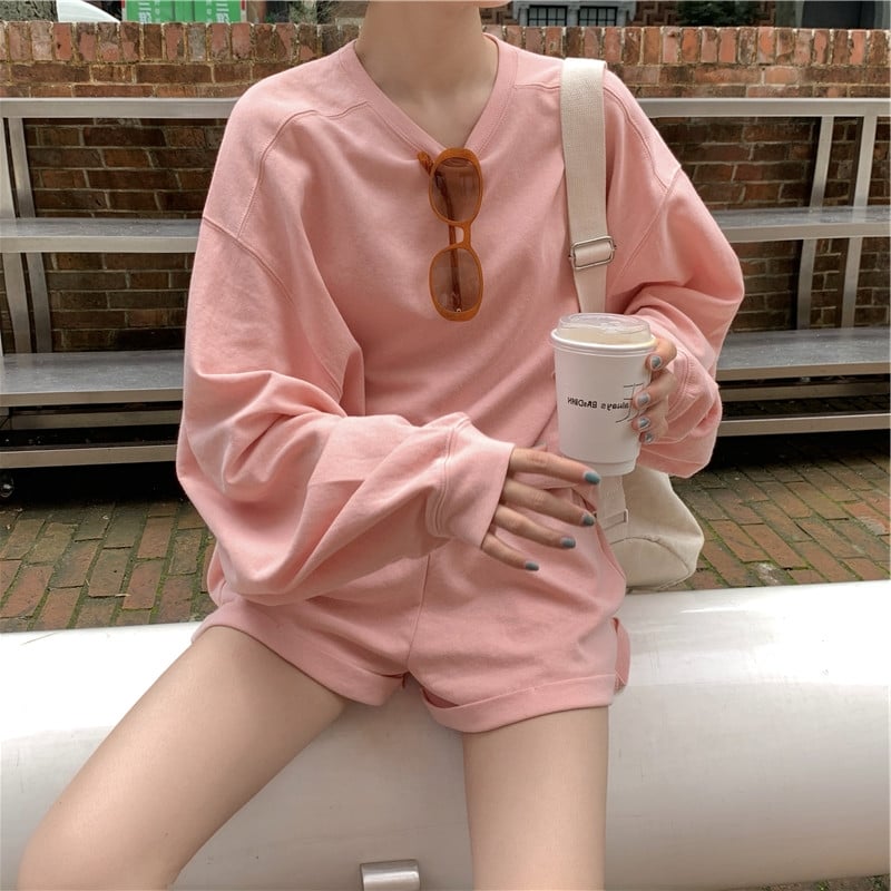 Autumn Women's Long Sleeve Sweater & Shorts Set