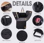 Waterproof Car Rear Seat Pet Mat Quilted Dog Hammock with Raised Sides Storage Pockets and Seat Belts Anti-Dirty Scratch-Proof Back Seat Protector