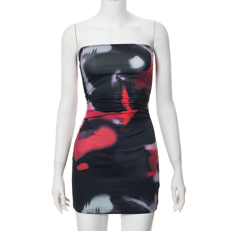 Printed Tube Top Bodycon Dress