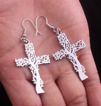 Baroque Gothic Filigree Cross Drop Earrings
