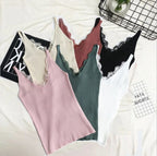 Knit Base Shirt, Lace V-Neck Camisole Top